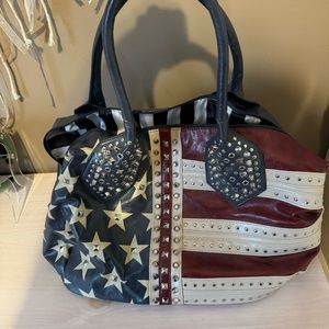 Women's American Flag Studded Shoulder Purse